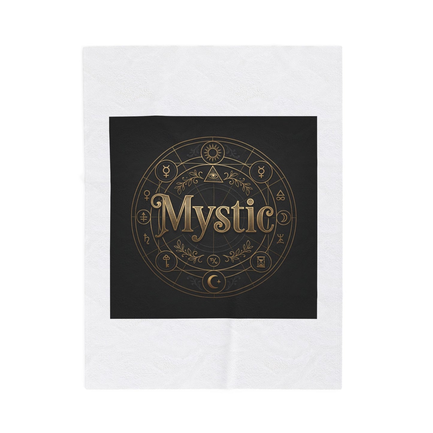 Mystic Sigil Velveteen Blanket | Tarot & Occult Typography, Witchy Gold Print